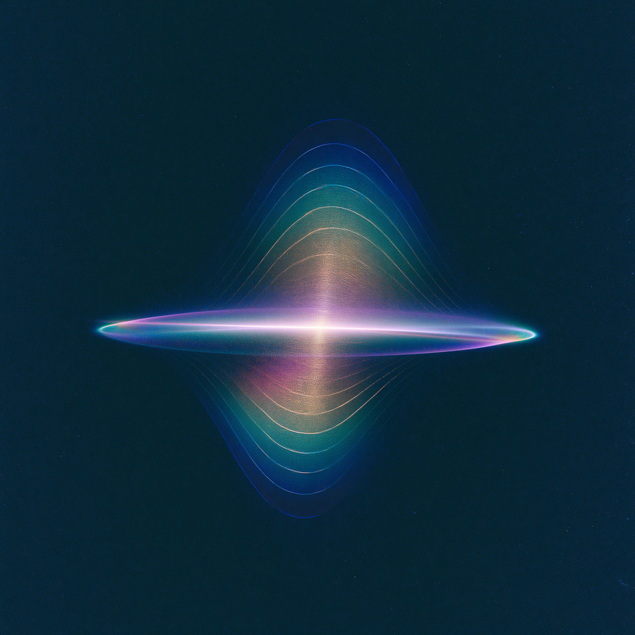 minimal glowing icon of a luminous sound waveform — original artwork by PenguinYiez97, Lucent Torn