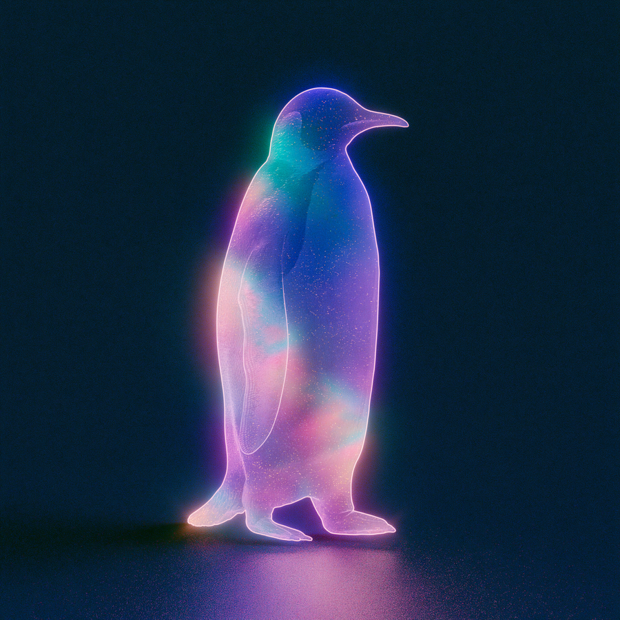 minimal glowing icon of a small soft-glowing penguin — original artwork by PenguinYiez97, Lucent Torn