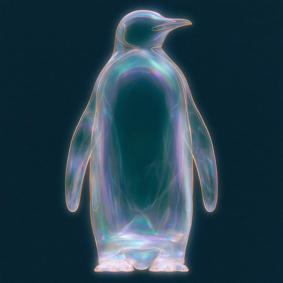 minimal iconic surreal penguin portrait — original artwork by PenguinYiez97, Lucent Torn