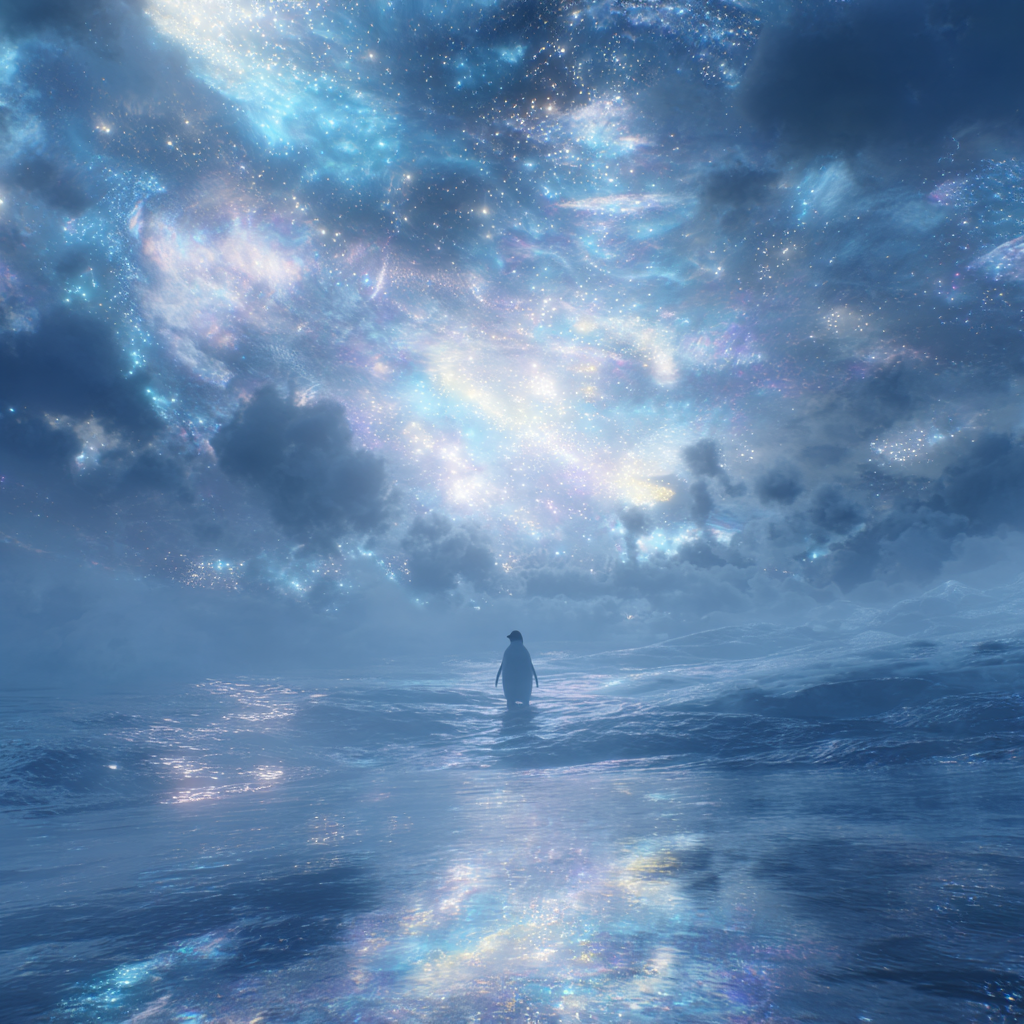 The Protagonist IV — a penguin in a vast cosmic ocean