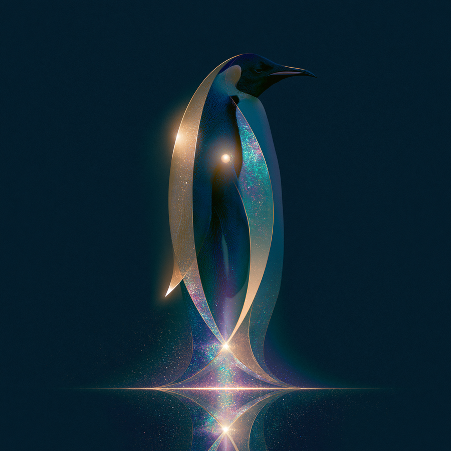 minimalist emblem logo of a single penguin — original artwork by PenguinYiez97, Lucent Torn